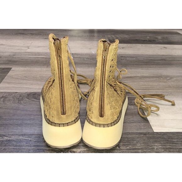 Free People Luca Lace Up Sandals Women's 7 Woven Suede Tan Gladiator NIB - Picture 9 of 16